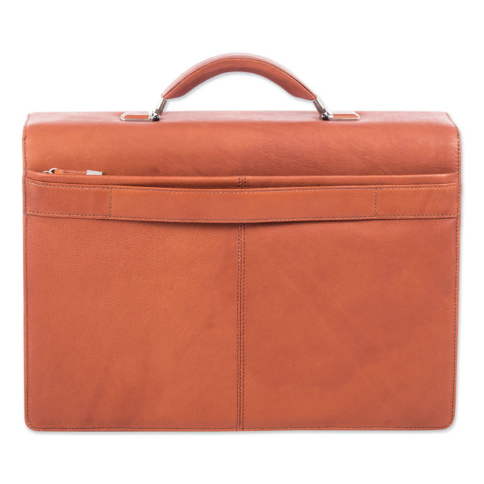 Milestone Briefcase, Fits Devices Up to 15.6", Leather, 5 x 5 x 12, Cognac