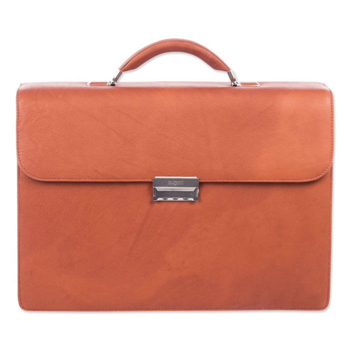 Milestone Briefcase, Fits Devices Up to 15.6", Leather, 5 x 5 x 12, Cognac