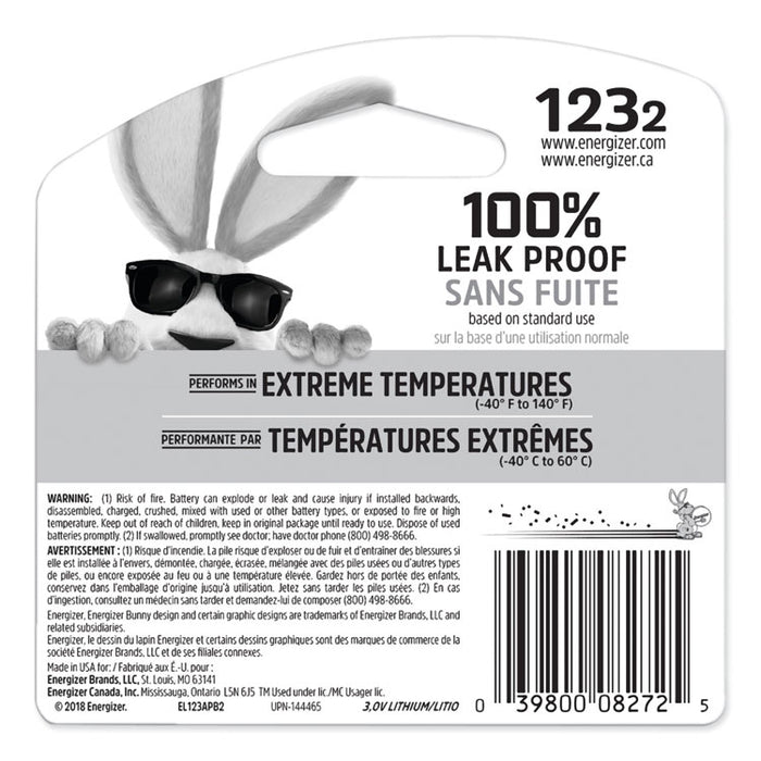 123 Lithium Photo Battery, 3 V, 2/Pack