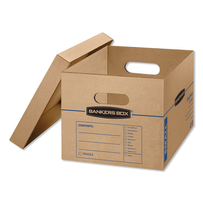 SmoothMove Classic Moving & Storage Boxes, Small, Half Slotted Container (HSC), 15" x 12" x 10", Brown Kraft/Blue, 15/Carton