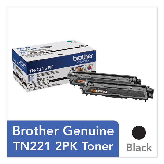 TN2212PK Toner, 2500 Page-Yield, Black, 2/Pack