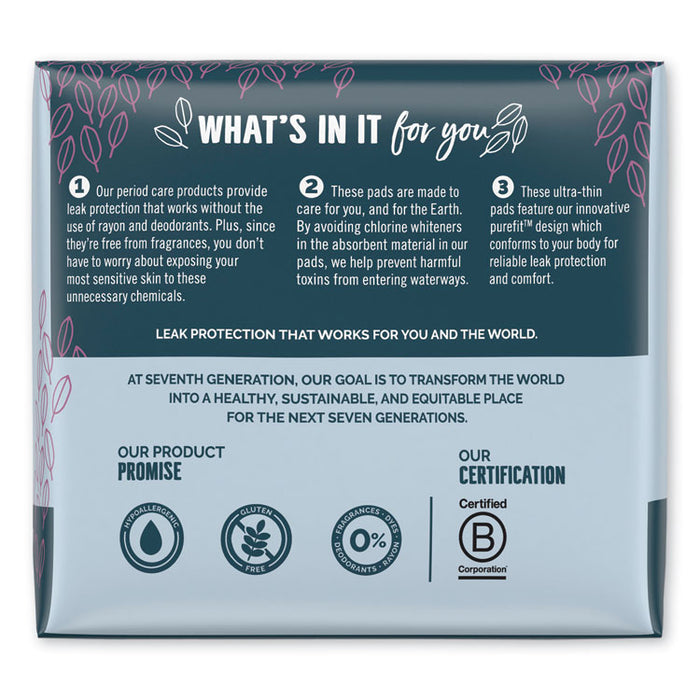 Chlorine-Free Ultra Thin Pads with Wings, Super Long, 16/Pack, 6 Packs/Carton