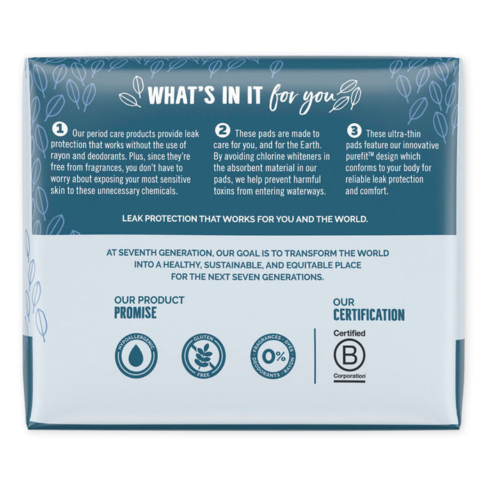 Chlorine-Free Ultra Thin Pads with Wings, Regular, 18/Pack