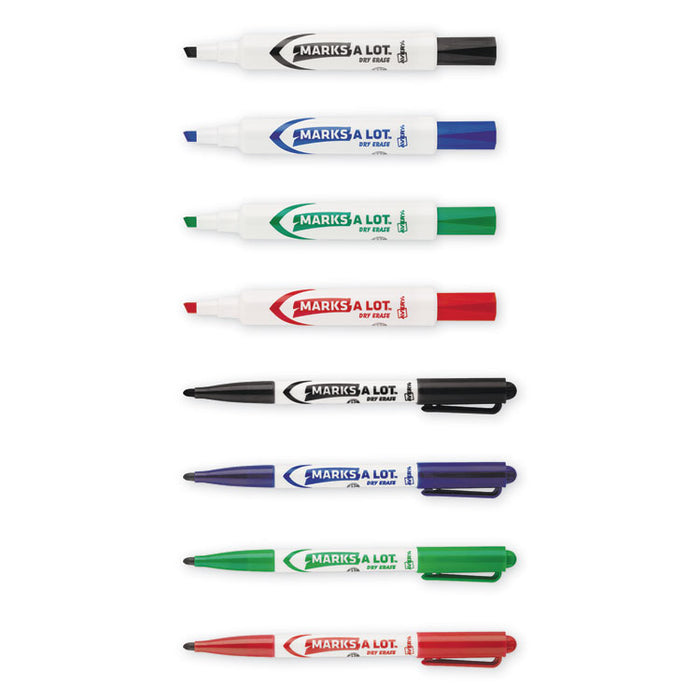 MARKS A LOT Desk/Pen-Style Dry Erase Marker Value Pack, Assorted Broad Bullet/Chisel Tips, Assorted Colors, 24/Pack (29870)