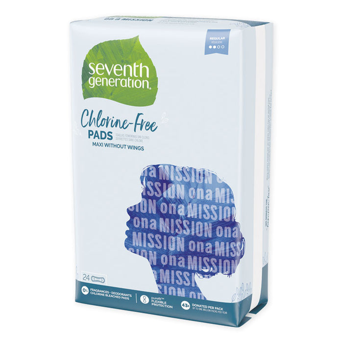 Chlorine-Free Maxi Pads, Regular, 24/Pack, 12 Packs/Carton