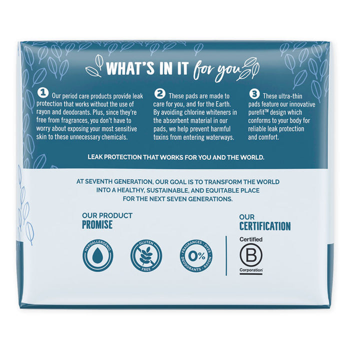 Chlorine-Free Ultra Thin Pads with Wings, Regular, 18/Pack, 6 Packs/Carton