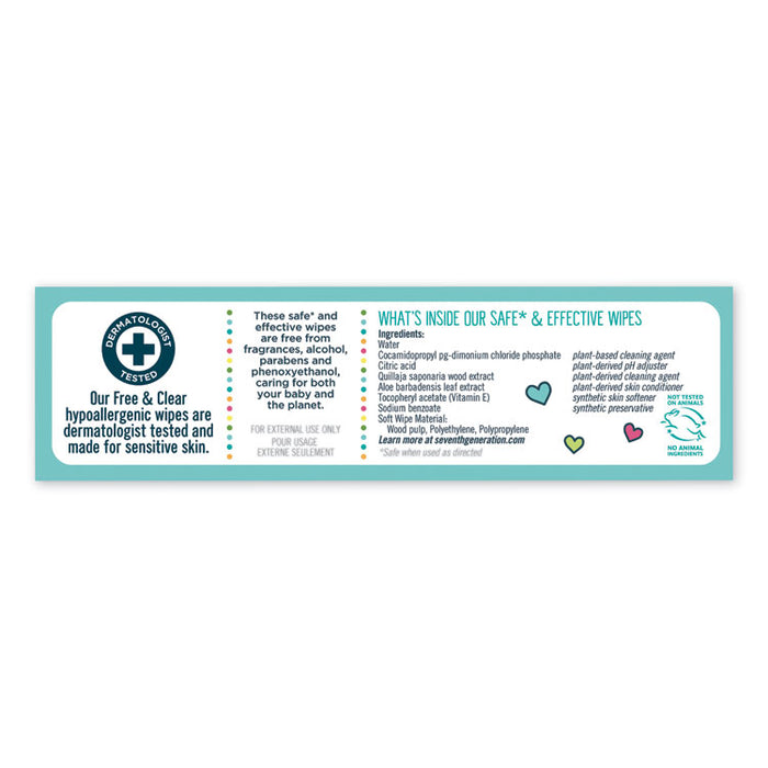 Free & Clear Baby Wipes, Refill, Unscented, White, 256/PK, 3 PK/CT