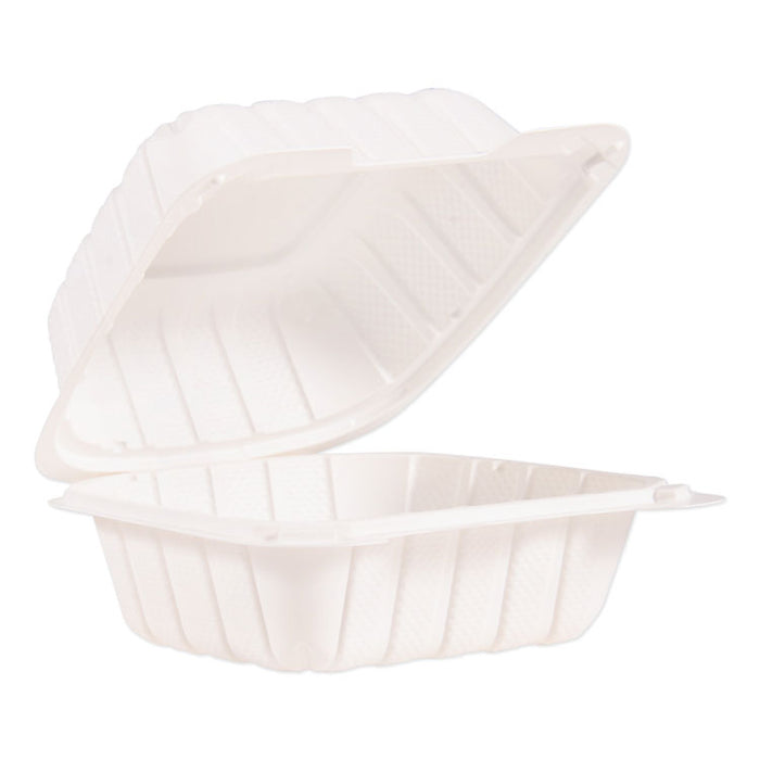 Hinged Lid Containers, 6 x 6.3 x 3.3, White, Plastic, 400/Carton
