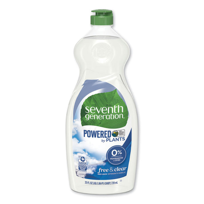 Natural Dishwashing Liquid, Free and Clear, 25 oz Bottle, 12/Carton