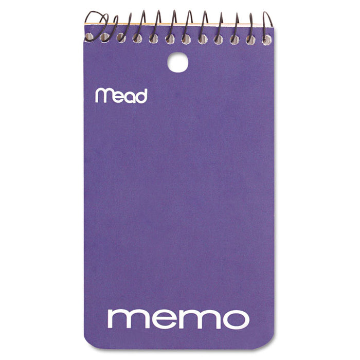 Wirebound Memo Pad with Wall-Hanger Eyelet, Medium/College Rule, Randomly Assorted Cover Colors, 60 White 3 x 5 Sheets