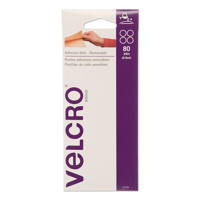 Sticky-Back Fasteners, Removable Adhesive, 0.38" dia, Clear, 80/Pack