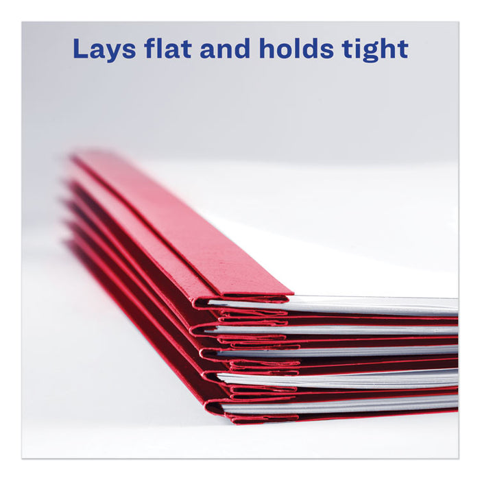 Durable Clear Front Report Cover, Prong Fastener, 0.13" Capacity, 8.5 x 11, Clear/Red, 25/Box
