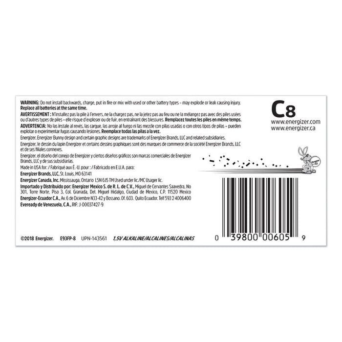 MAX Alkaline C Batteries, 1.5V, 8/Pack