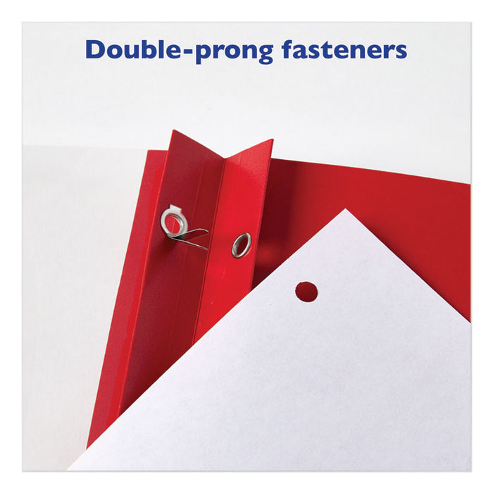Durable Clear Front Report Cover, Prong Fastener, 0.13" Capacity, 8.5 x 11, Clear/Red, 25/Box