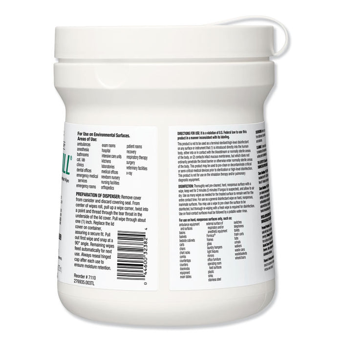 EZ-Kill Quat Alcohol Cleaner Disinfectant Wipes, 6 x 6.75, 160/Canister, 12 Canisters/Carton