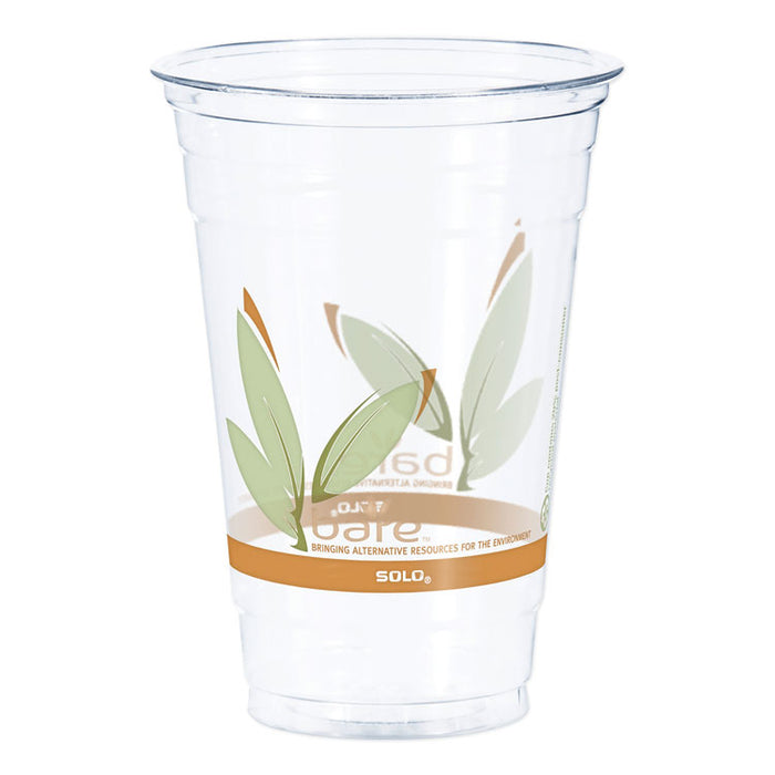 Bare Eco-Forward RPET Cold Cups 20 oz, Leaf Design, Clear, 50/Pack, 12 Packs/Carton