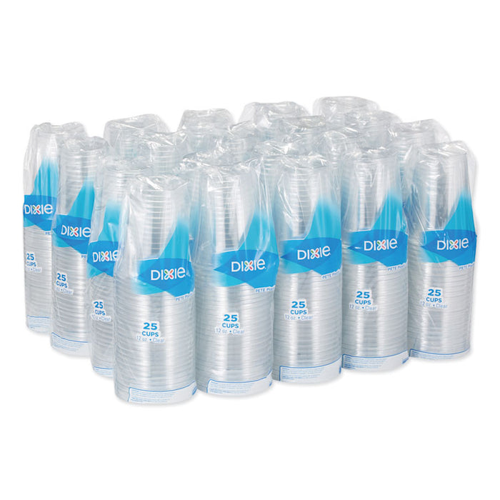 Clear Plastic PETE Cups, 12 oz, 25/Sleeve, 20 Sleeves/Carton