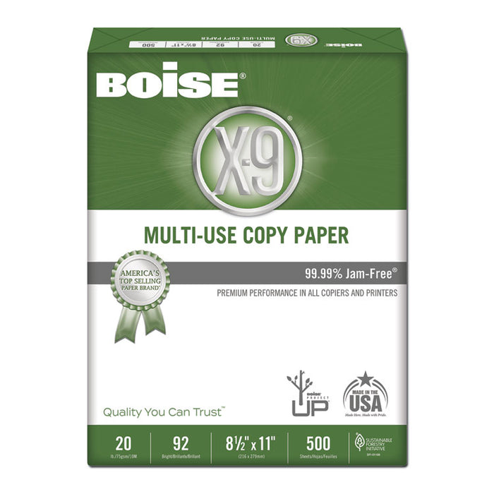 X-9 Multi-Use Copy Paper, 92 Bright, 20lb, 8.5 x 11, White, 500 Sheets/Ream, 5 Reams/Carton