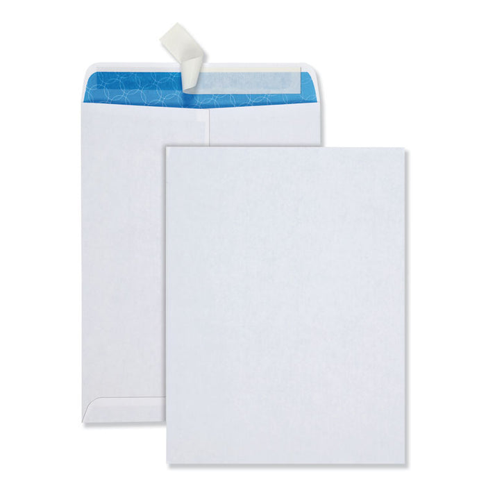 Security Tinted Catalog Envelope, #10 1/2, Cheese Blade Flap, Redi-Strip Closure, 9 x 12, White, 100/Box