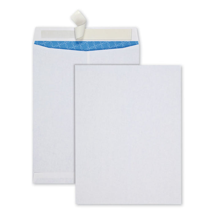 Security Tinted Catalog Envelope, #13 1/2, Cheese Blade Flap, Redi-Strip Closure, 10 x 13, White, 100/Box