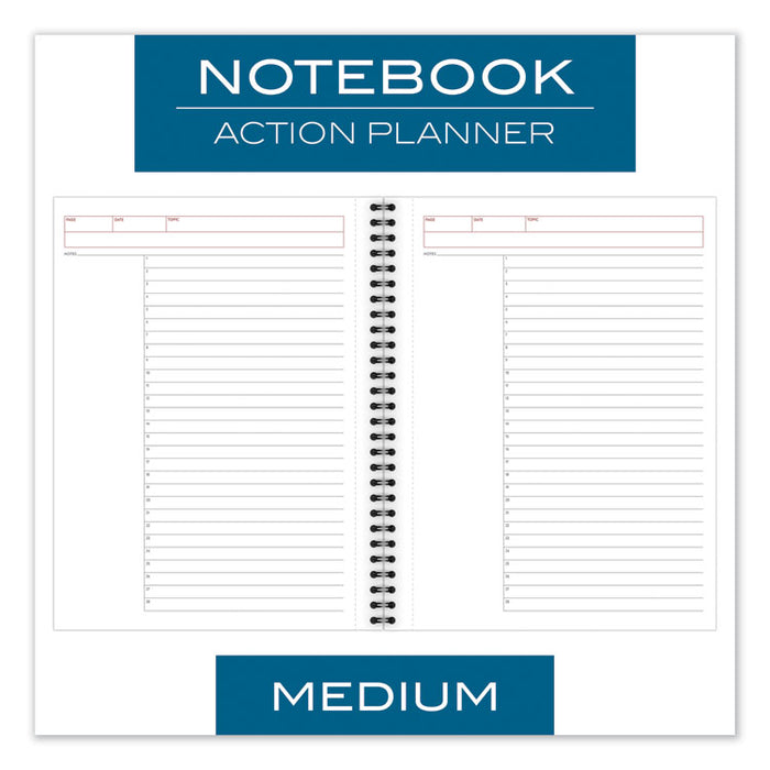 Wirebound Action Planner Notebook Plus Pack, Black, 9.5 x 7.25, 80 Sheets, 3/Pack