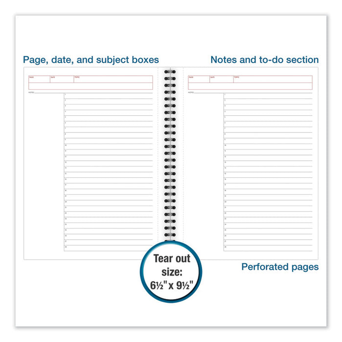 Wirebound Action Planner Notebook Plus Pack, Black, 9.5 x 7.25, 80 Sheets, 3/Pack