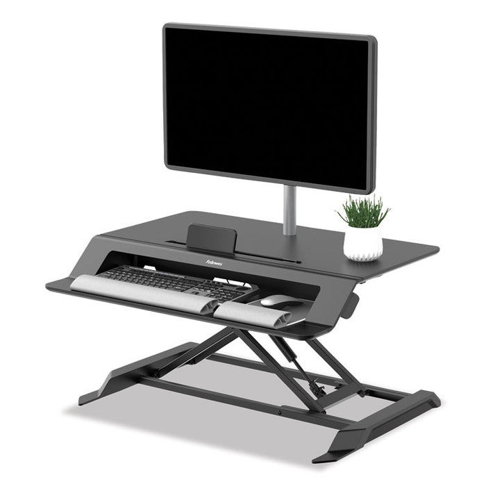 Lotus LT Sit-Stand Workstation, 34.38" x 28.38" x 7.62", Black
