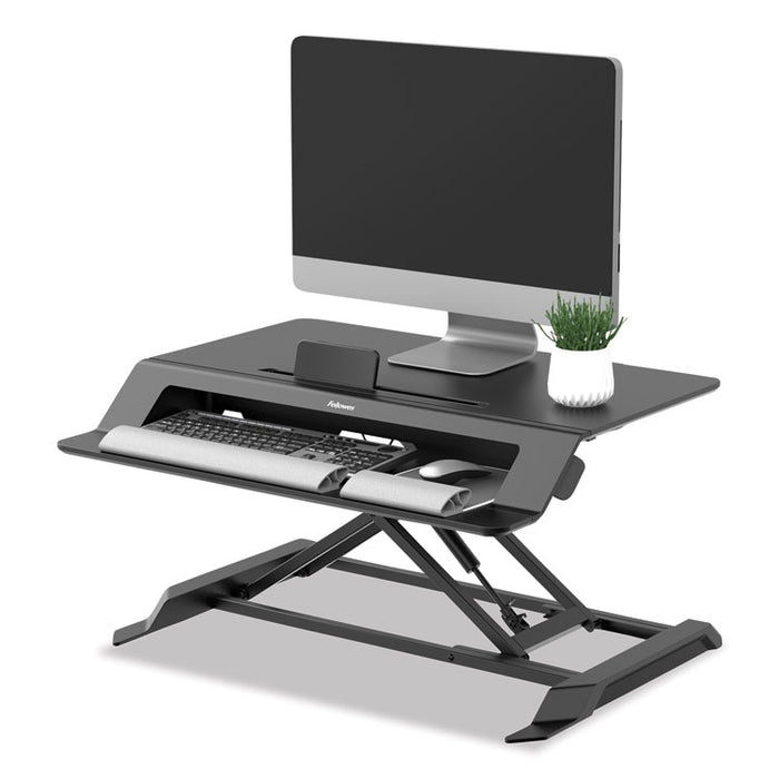 Lotus LT Sit-Stand Workstation, 34.38" x 28.38" x 7.62", Black