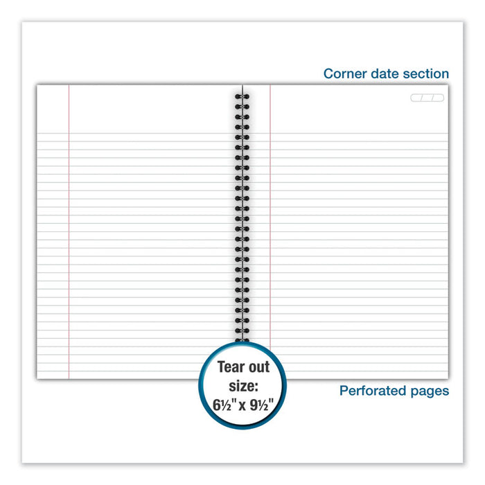 Wirebound Business Notebook, Wide/Legal Rule, Black Cover, 9.5 x 6.68, 80 Sheets