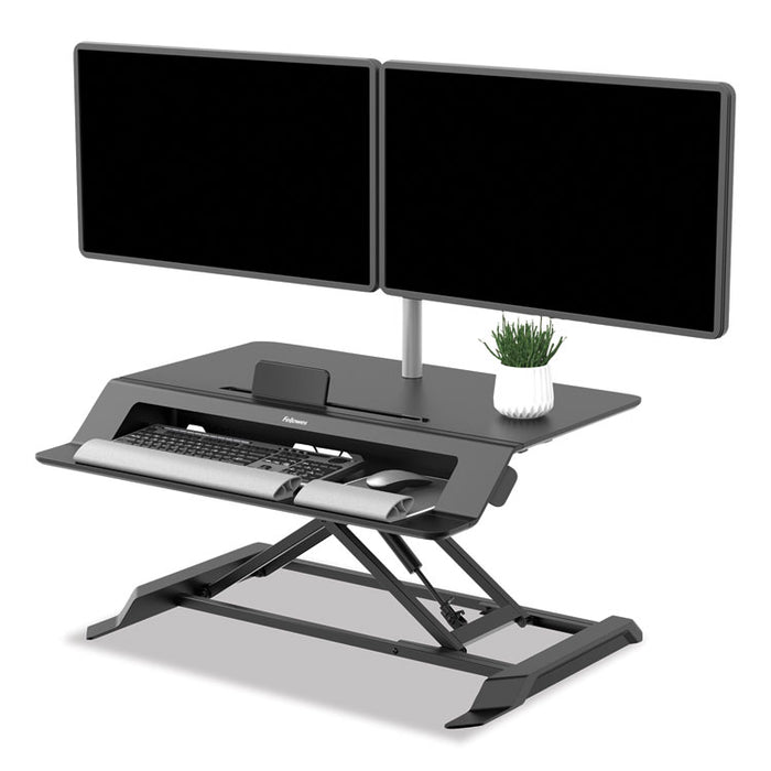 Lotus LT Sit-Stand Workstation, 34.38" x 28.38" x 7.62", Black
