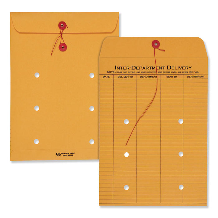 Brown Kraft String/Button Interoffice Envelope, #90, One-Sided Five-Column Format, 31-Entries, 9 x 12, Brown Kraft, 100/CT