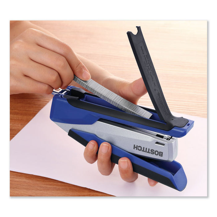 InPower Spring-Powered Premium Desktop Stapler, 28-Sheet Capacity, Blue/Silver