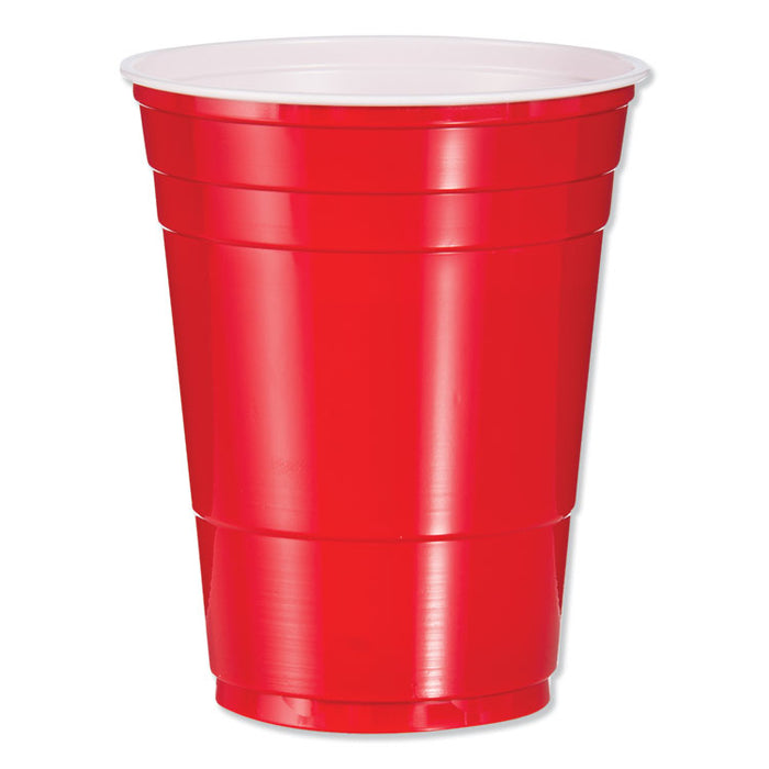 Solo Plastic Party Cold Cups, 16 oz, Red, 50/Bag, 20 Bags/Carton