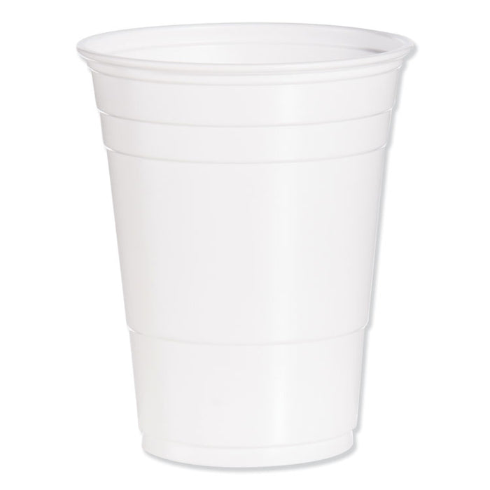 Solo Party Plastic Cold Drink Cups, 16 oz to 18 oz, White, 50/Bag, 20 Bags/Carton