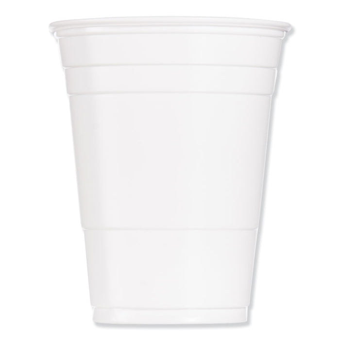 Solo Party Plastic Cold Drink Cups, 16 oz to 18 oz, White, 50/Bag, 20 Bags/Carton