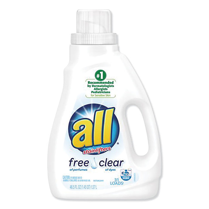 Liquid Laundry Detergent Free Clear for Sensitive Skin, 46.5 oz Bottle, 6/Carton