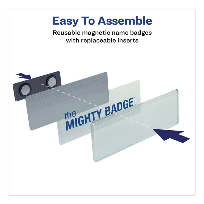 The Mighty Badge Name Badge Inserts, 1 x 3, Clear, Laser, 20/Sheet, 5 Sheets/Pack