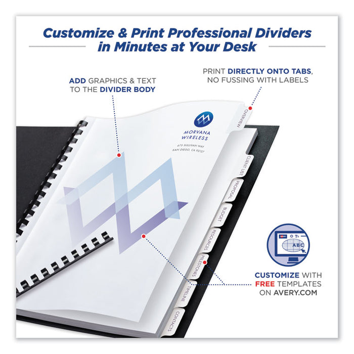 Customizable Print-On Dividers, 8-Tab, Letter, 5 Sets