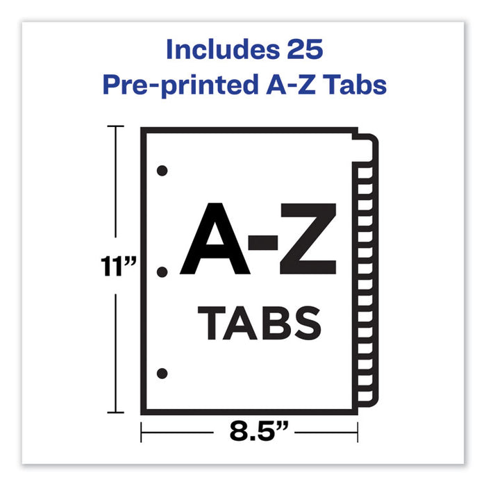 Preprinted Laminated Tab Dividers w/Gold Reinforced Binding Edge, 25-Tab, Letter