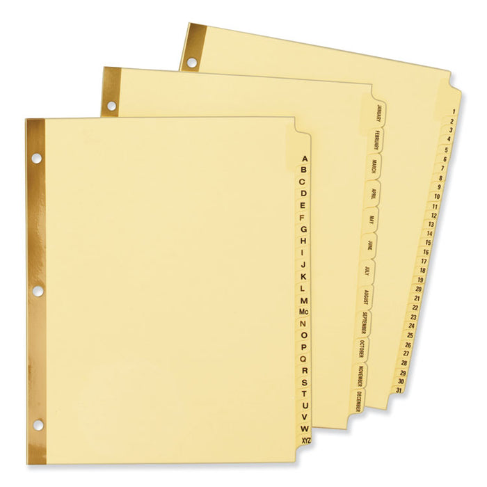 Preprinted Laminated Tab Dividers w/Gold Reinforced Binding Edge, 31-Tab, Letter