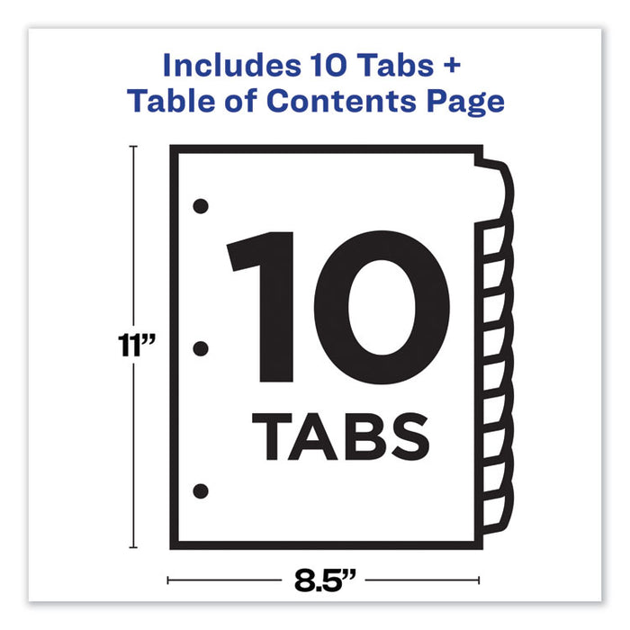 Customizable TOC Ready Index Black and White Dividers, 10-Tab, Letter