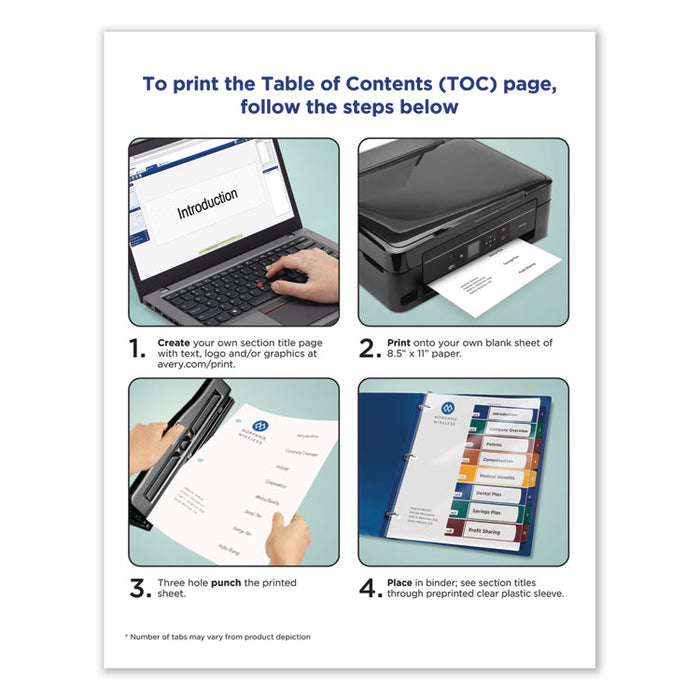 Ready Index Customizable Table of Contents, Asst Dividers, 10-Tab, Ltr, 6 Sets