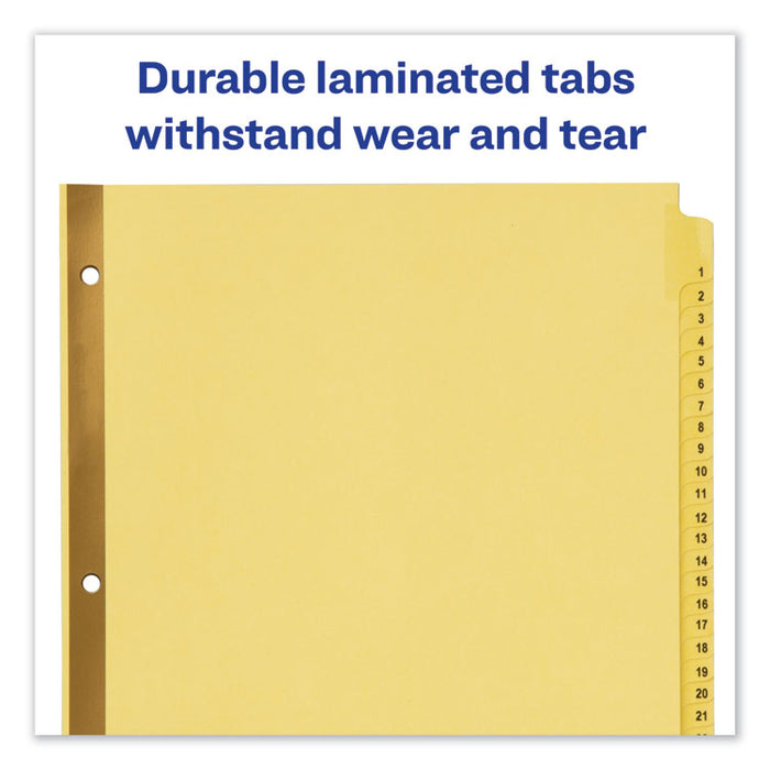 Preprinted Laminated Tab Dividers w/Gold Reinforced Binding Edge, 31-Tab, Letter