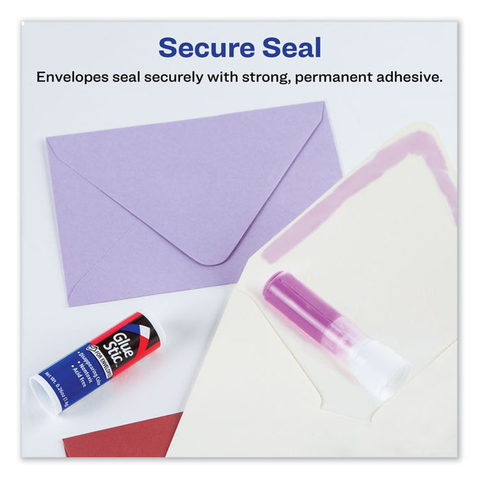 Permanent Glue Stic for Envelopes, 0.26 oz, Applies Purple, Dries Clear, 3/Pack