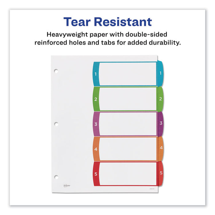 Customizable TOC Ready Index Multicolor Dividers, 1-5, Letter