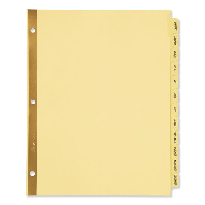 Preprinted Laminated Tab Dividers w/Gold Reinforced Binding Edge, 12-Tab, Letter