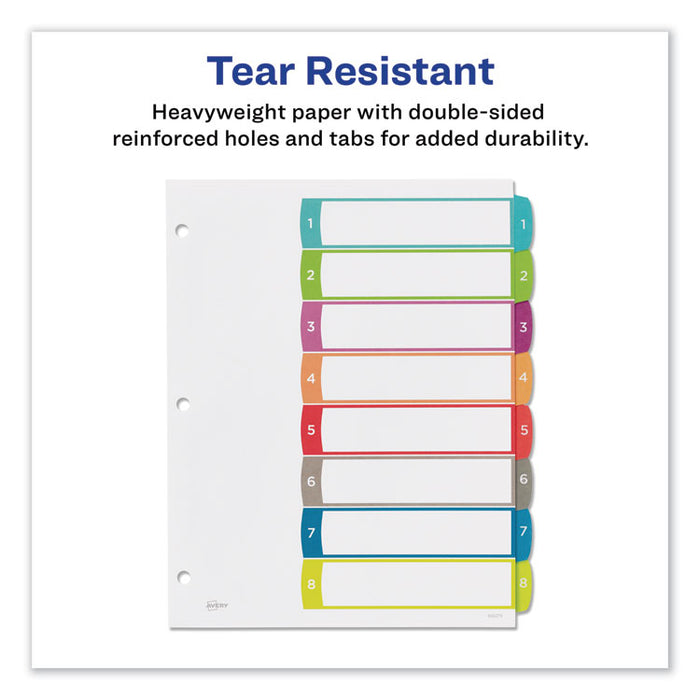 Customizable TOC Ready Index Multicolor Dividers, 1-8, Letter