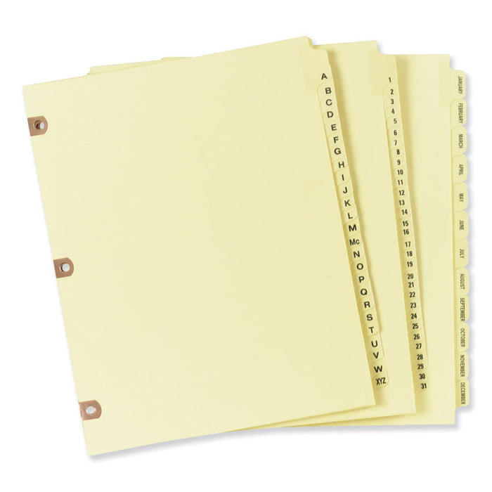 Preprinted Laminated Tab Dividers w/Copper Reinforced Holes, 25-Tab, Letter