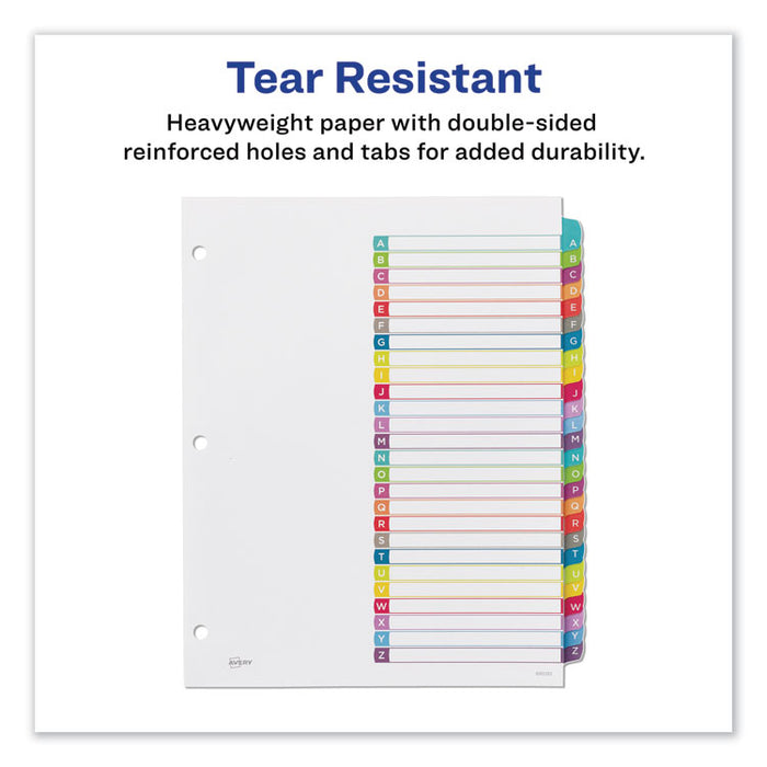 Customizable TOC Ready Index Multicolor Dividers, A-Z, Letter