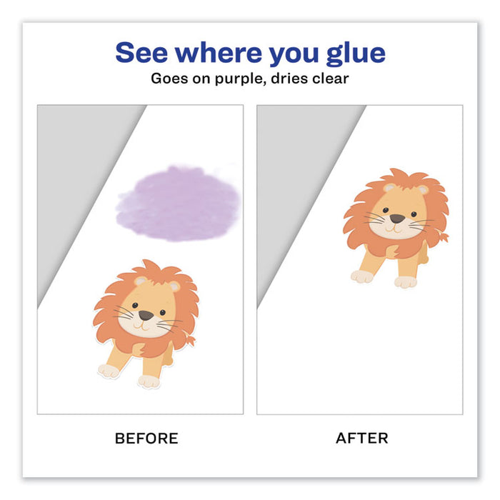 Permanent Glue Stic Value Pack, 0.26 oz, Applies Purple, Dries Clear, 18/Pack